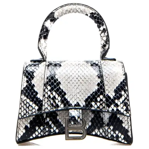 Balenciaga Hourglass Calfskin Crossbody One Shoulder Handbag Women's Black White