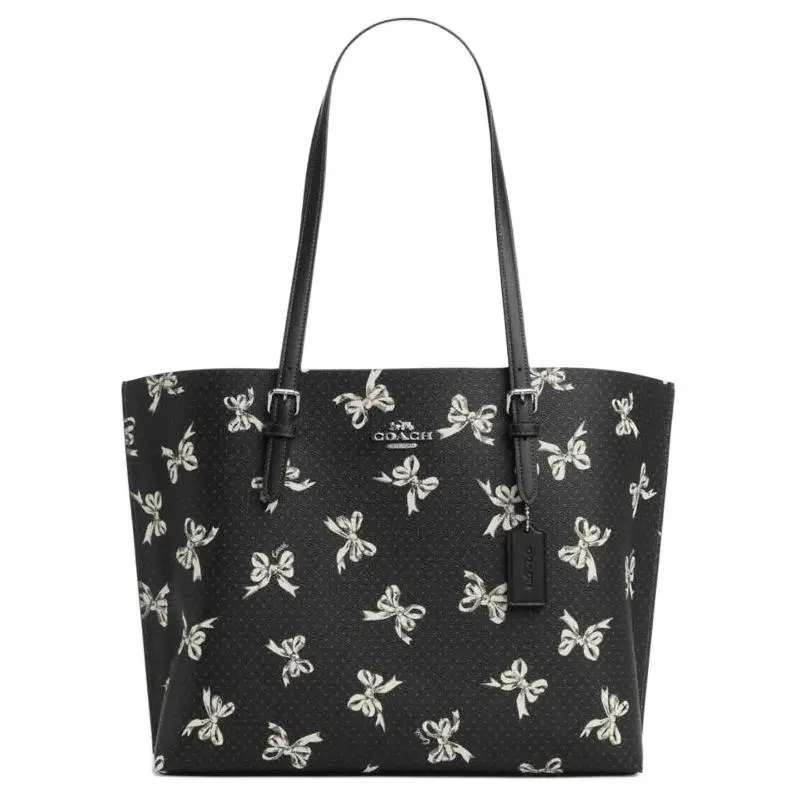 COACH Mollie Artificial Leather With Recycled Leather Tote Bag, Shopping Bag, Handbag, Shoulder Bag 34 Women's Black
