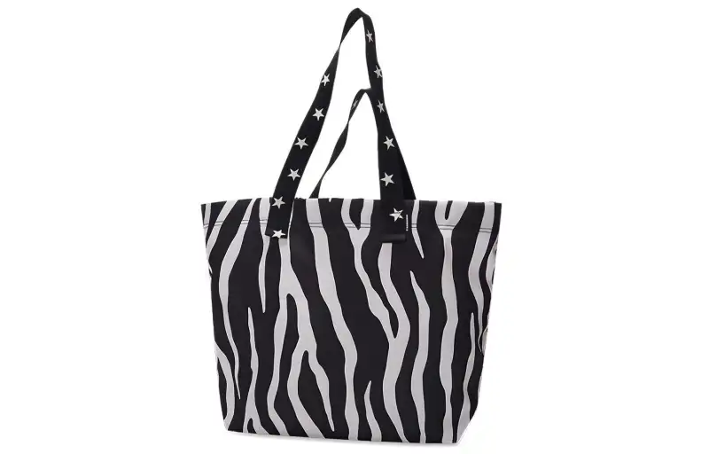 Converse Canvas Tote Bag, Shopping Bag, Shoulder Bag Regular Unisex Black White Zebra Print