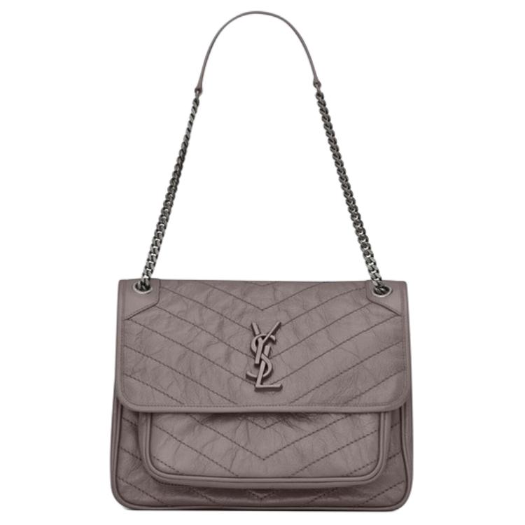 SAINT LAURENT Niki Leather Hobo Bag, Crossbody Bag, Shoulder Bag Large Women's Mist White