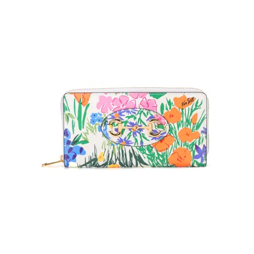 GUCCI Cow Leather Wallet Women's White/Multicolor