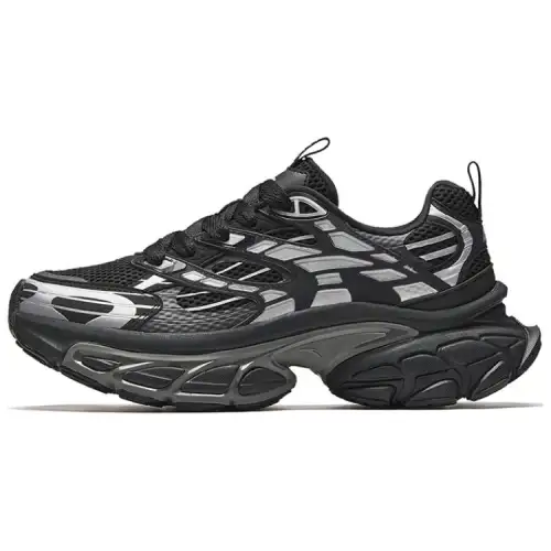 Anta Slip Resistant And Abrasion Resistant Coverage Low top Casual Shoes Men's Black Silver
