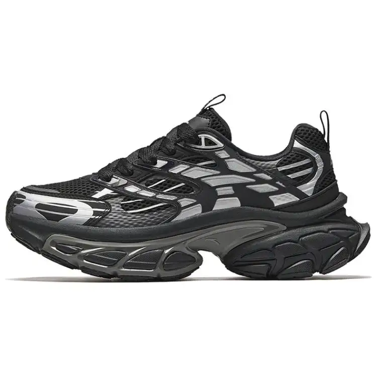 Anta Slip Resistant And Abrasion Resistant Coverage Low top Casual Shoes Men's Black Silver