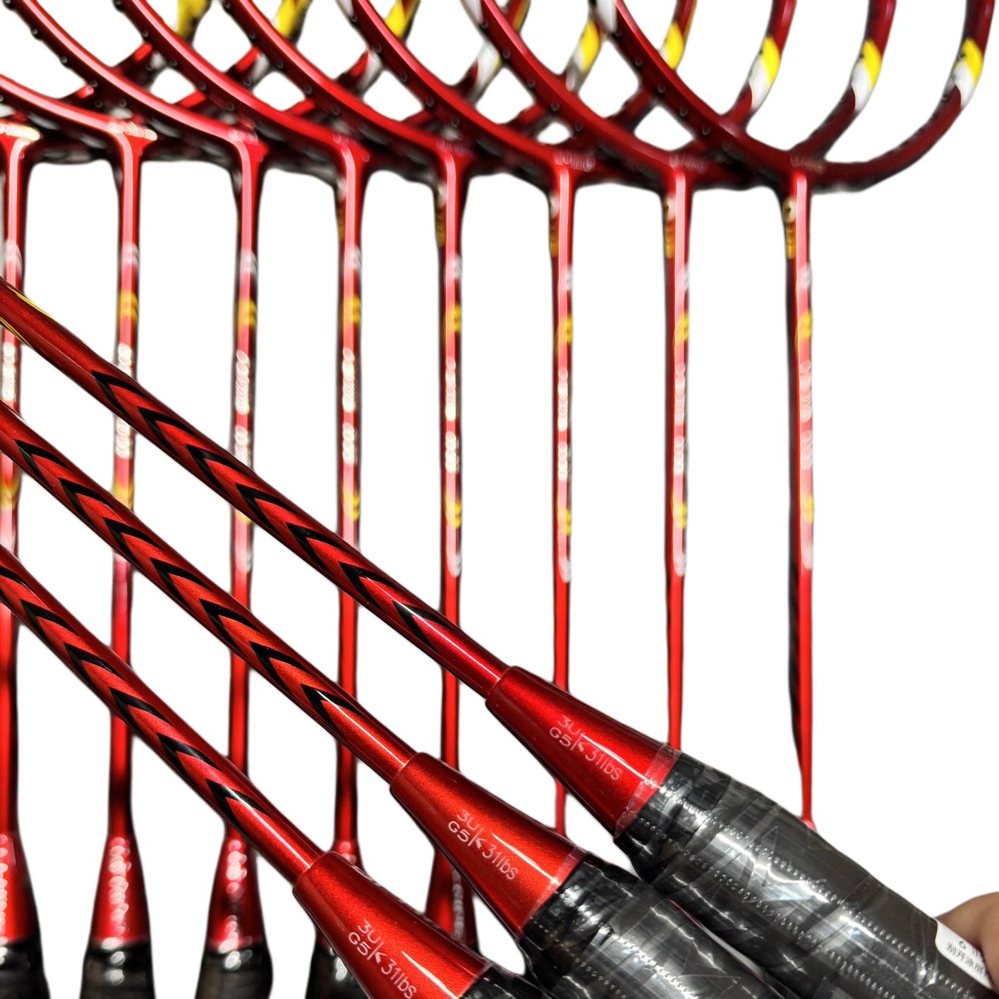 Li Ning Full Carbon Badminton Rackets Offensive Type Heavy Head, Stiff Shaft Professional 674mm Unisex 3U/G5 Red
