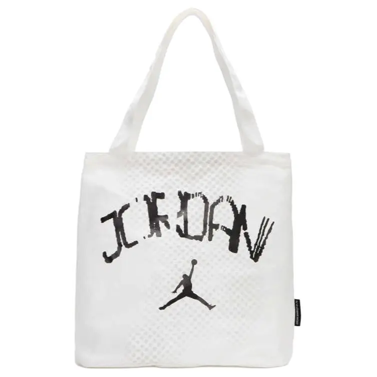 Jordan Cotton Tote Bag, Shopping Bag, Handbag, Shoulder Bag Unisex White