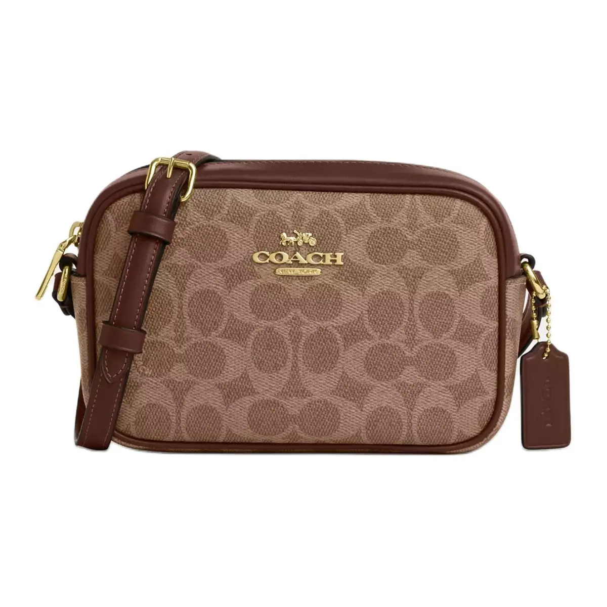 COACH Jamie Coated Canvas Camera Bag, Crossbody Bag, Shoulder Bag Small Women's Tan & Brown
