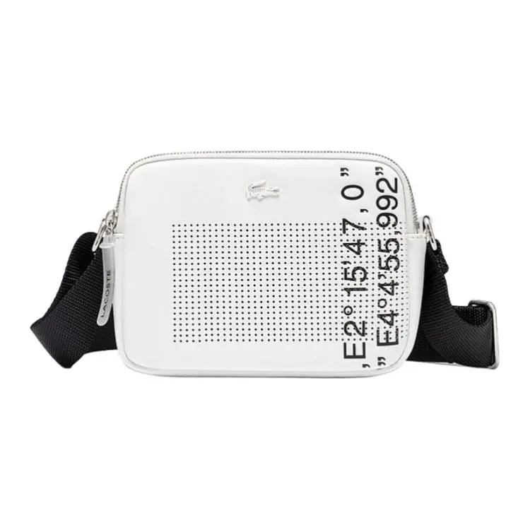 LACOSTE Pu Small Square Bag, Shoulder Bag, Crossbody Bag Medium Unisex White