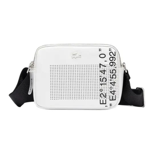 LACOSTE Pu Small Square Bag, Shoulder Bag, Crossbody Bag Medium Unisex White