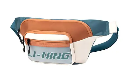 Li Ning Sports Fashion Collection Fabric One Shoulder Crossbody Fanny Pack Regular Unisex Blue Green Multicolor