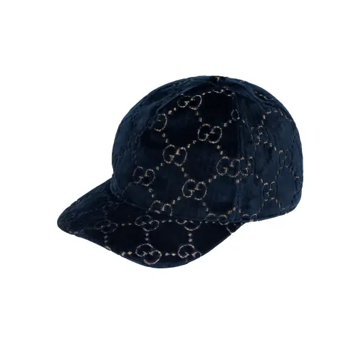 GUCCI Cotton Baseball Caps Unisex Dark Blue