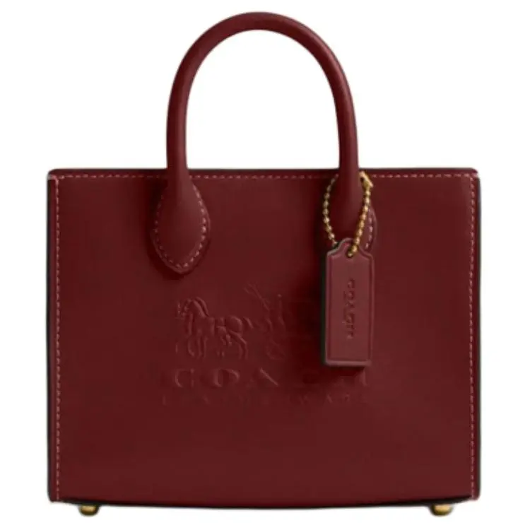 COACH Ace Cow Leather Tote Bag, Shopping Bag, Shoulder Bag, Handbag Small Women's Dark Red Gemstone