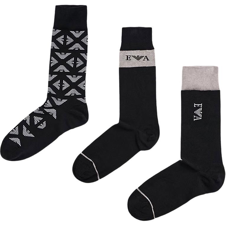 EMPORIO ARMANI Crew Socks Men’s 3 Pack Black