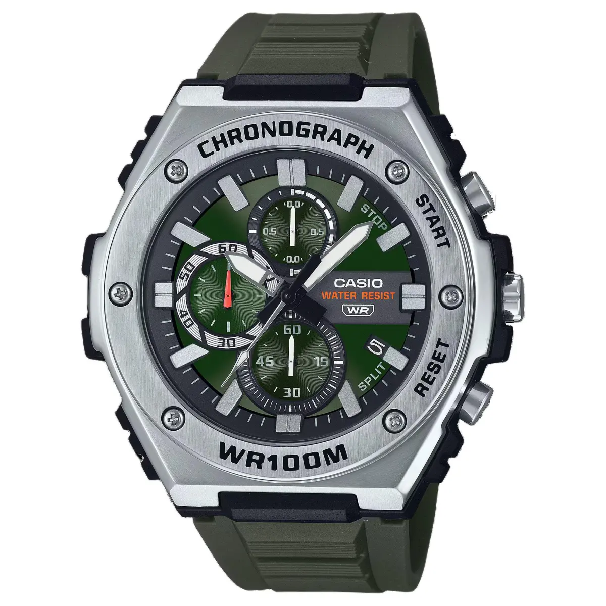 CASIO STANDARD 100m Waterproof Quartz Movement Resin Strap Watch Men's Watches Green Dial