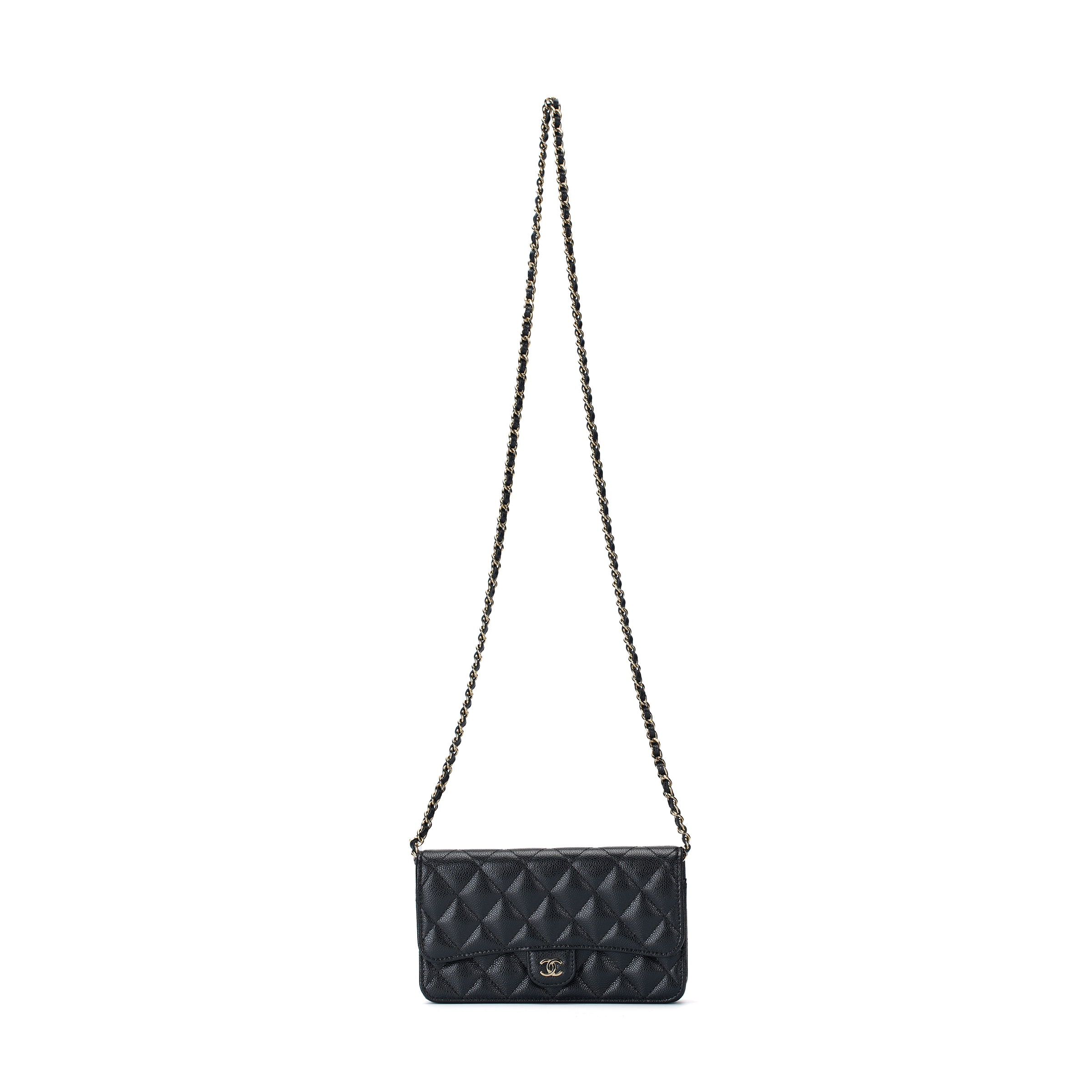 CHANEL Chanel, straps with diamond pattern, leather black one-shoulder bag