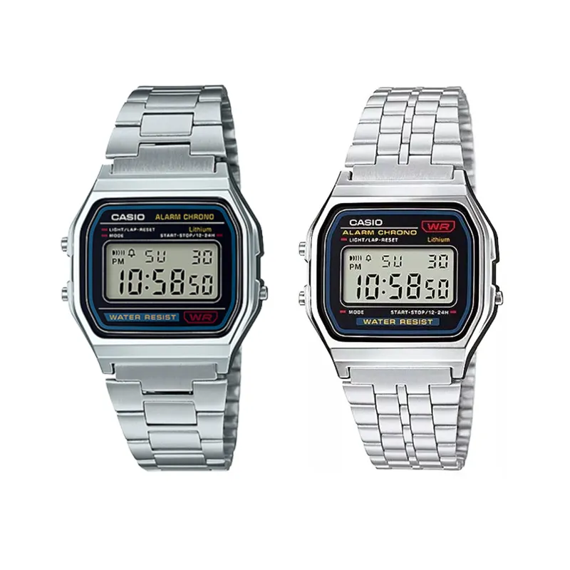 CASIO YOUTH Metal Square Dial Small Silver Block Quartz Movement Watch Unisex Black Dial