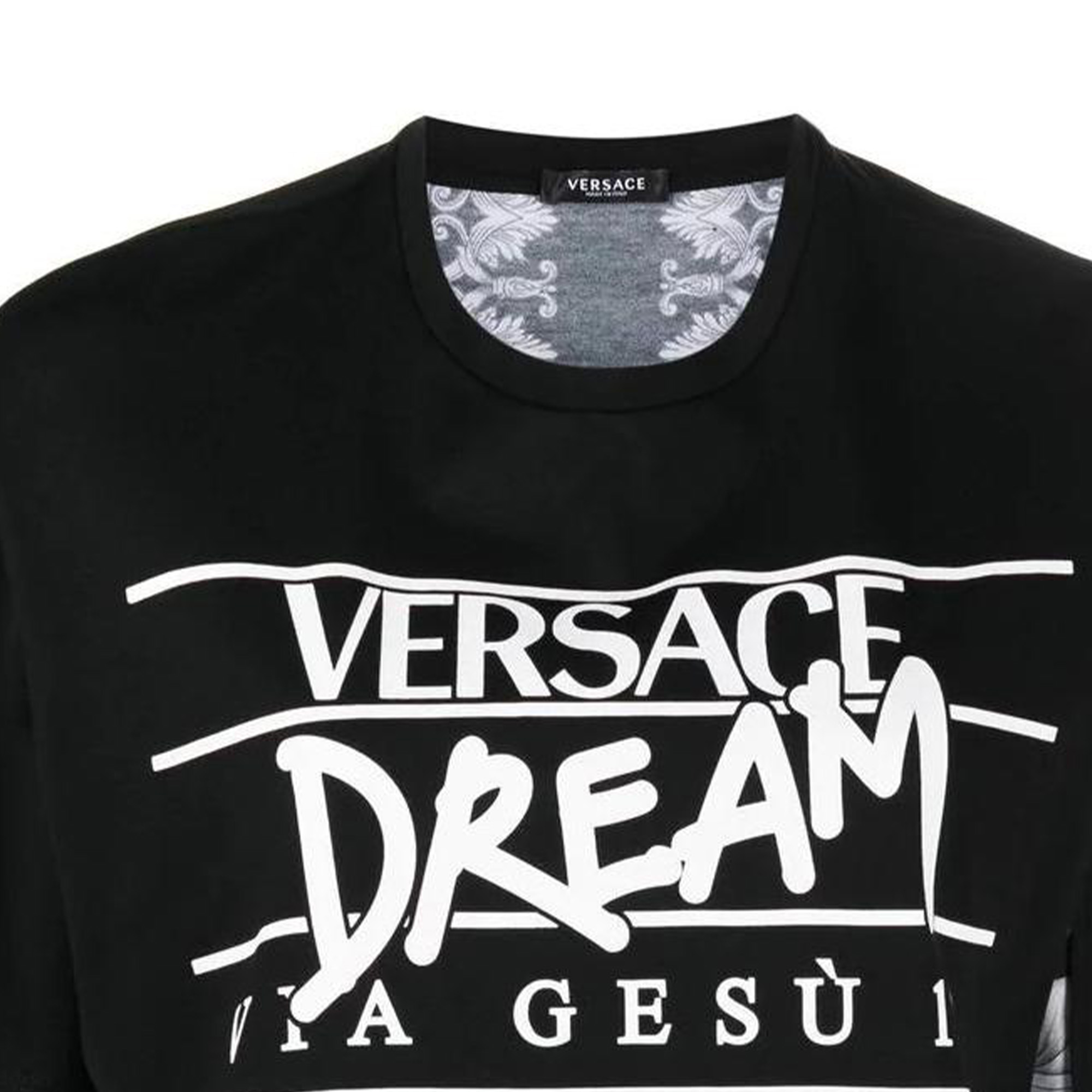 Женская футболка Versace FW22 Silver Baroque (черная) — фото 5