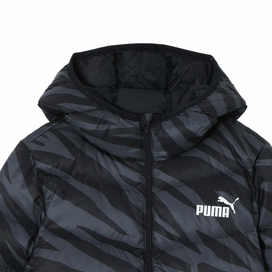 Куртка PUMA SportstyleLight DOWN JACKET logo (черная с принтом) — фото 5