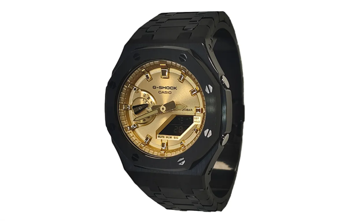CASIO Men Liquid Crystal/Analog Dual Display Series 44mm Gold Watch