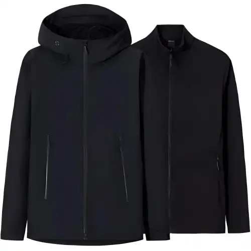 Anta Athleisure Minimalist Style Solid Color Hooded Fleece Lined Waterproof, Windproof, Breathable, And Thermal