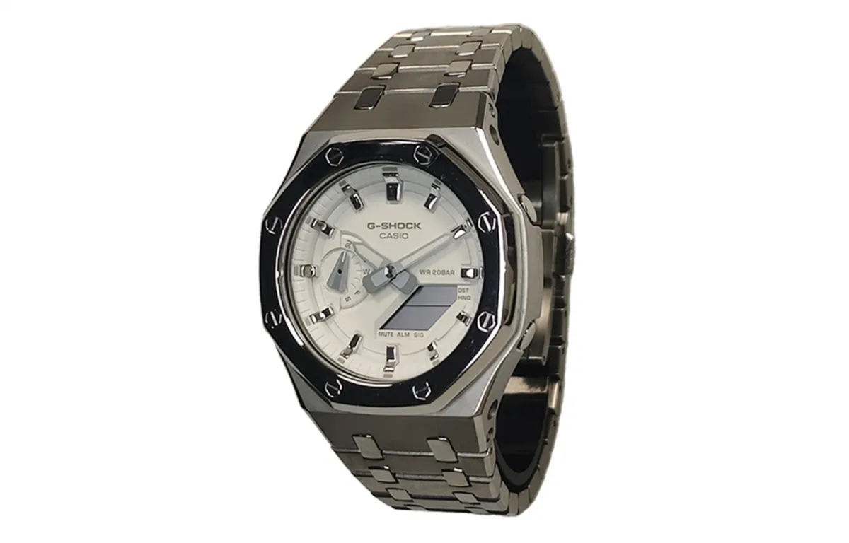 CASIO Men Liquid Crystal/Analog Dual Display Series 44mm White Watch
