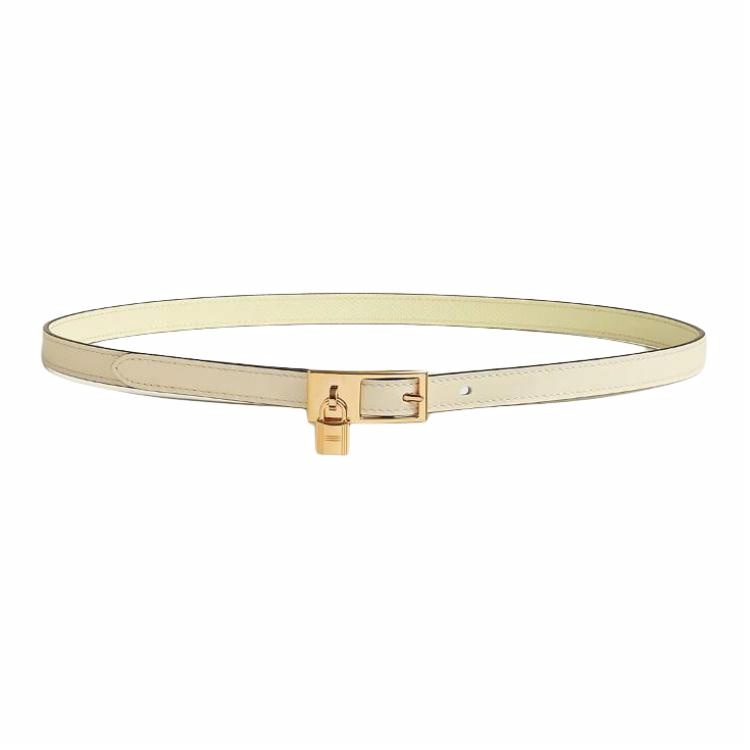 Женский ремень Hermes Lucky (серо-белый / желтый)
