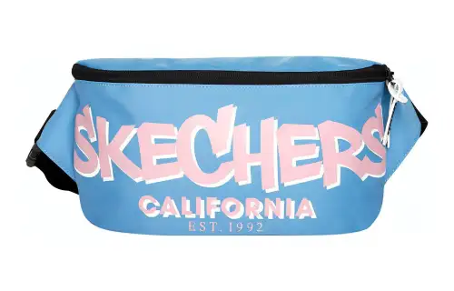 Skechers Polyester Crossbody Bag, Sling Bag, Fanny Pack Small Unisex Pink Blue