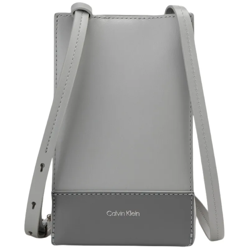 CALVIN KLEIN Cow Leather Shoulder Bag, Crossbody Bag Medium Women's Pearl Gray