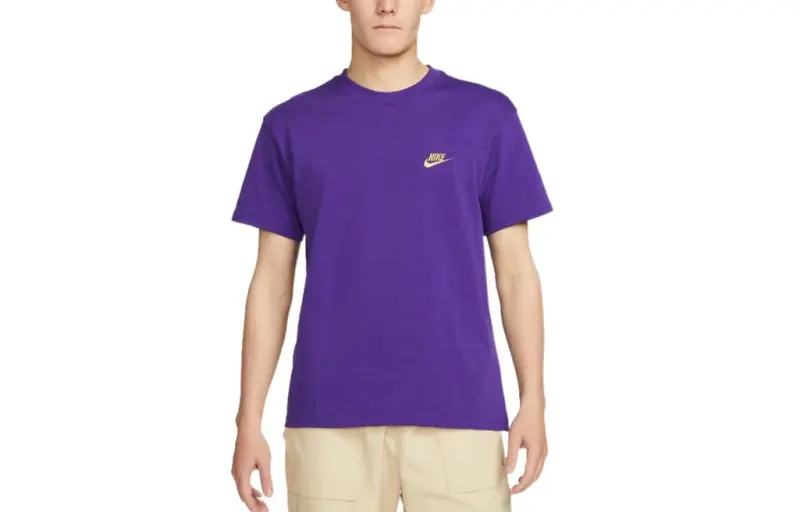 Nike T Shirts Men's Purple Crew Neck Moderate Straight Fit