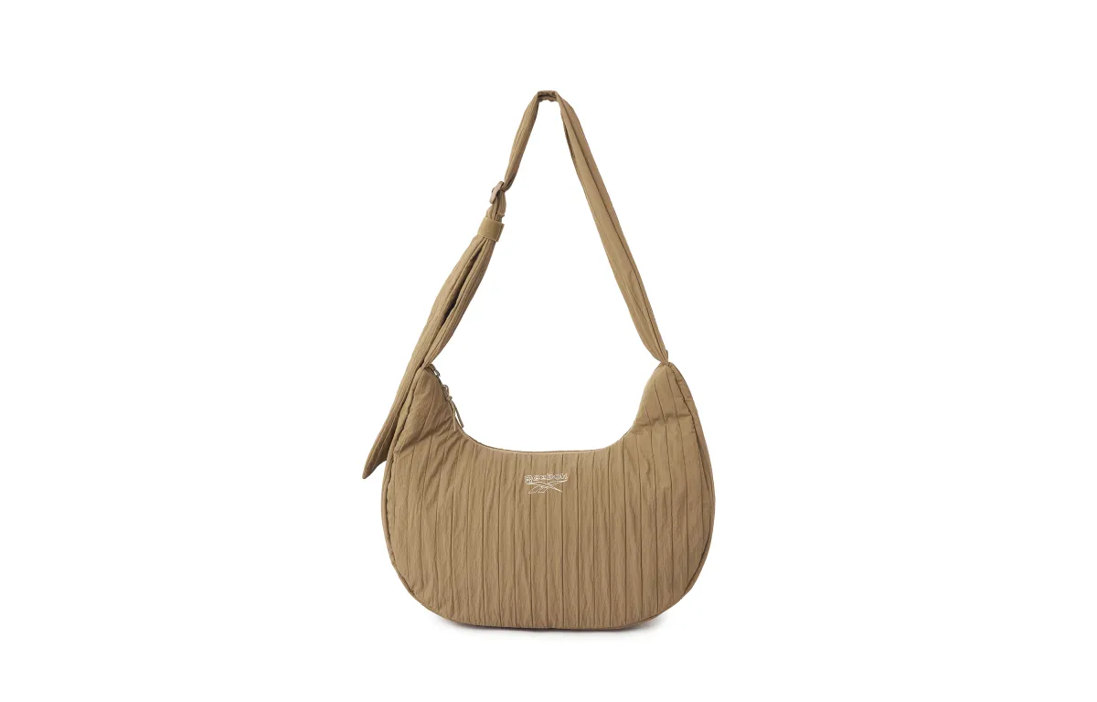 Reebok Fabric Shoulder Bag, Crossbody Bag, Crescent Bag Regular Women's Ecru/Black/Khaki