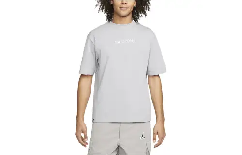 Jordan T Shirts Men's Gray Crew Neck Moderate Straight Fit