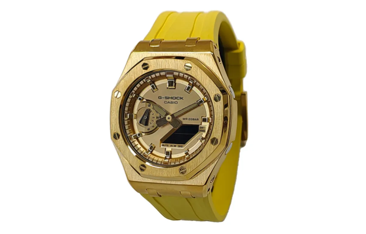 CASIO Unisex Liquid Crystal/Analog Dual Display Series 44mm Yellow Watch
