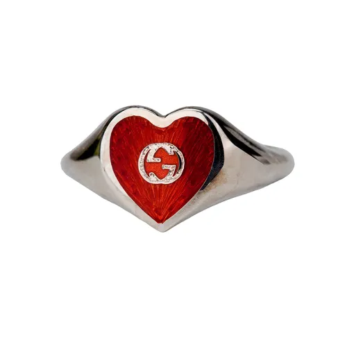 GUCCI Ring With Interlocking G Enamel Heart