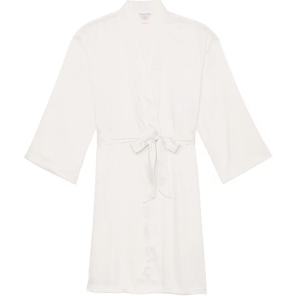 Victoria's Secret Satin Midi Robe/Coconut White Sleep Robe Women's Coconut White