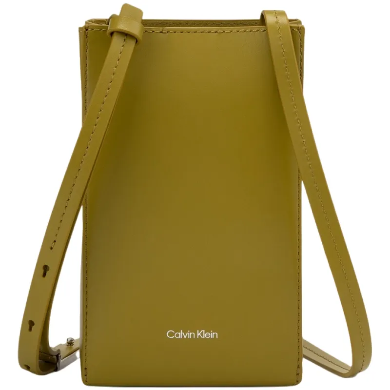 CALVIN KLEIN Cow Leather Cell Phone Pouch Medium Women's Grass Yellow