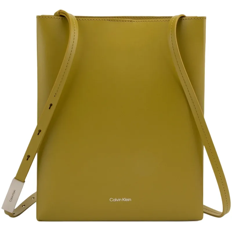CALVIN KLEIN SS25 Cow Leather Crossbody Bag Medium Women's Grass Yellow