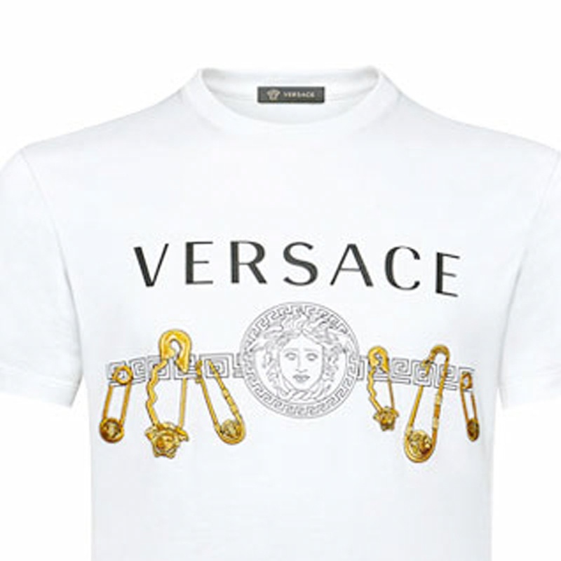 Мужская футболка Versace Logo (белая) — фото 5