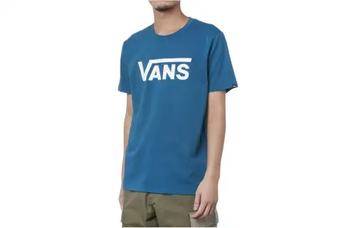 Vans T Shirts Unisex Blue Crew Neck Moderate Straight Fit