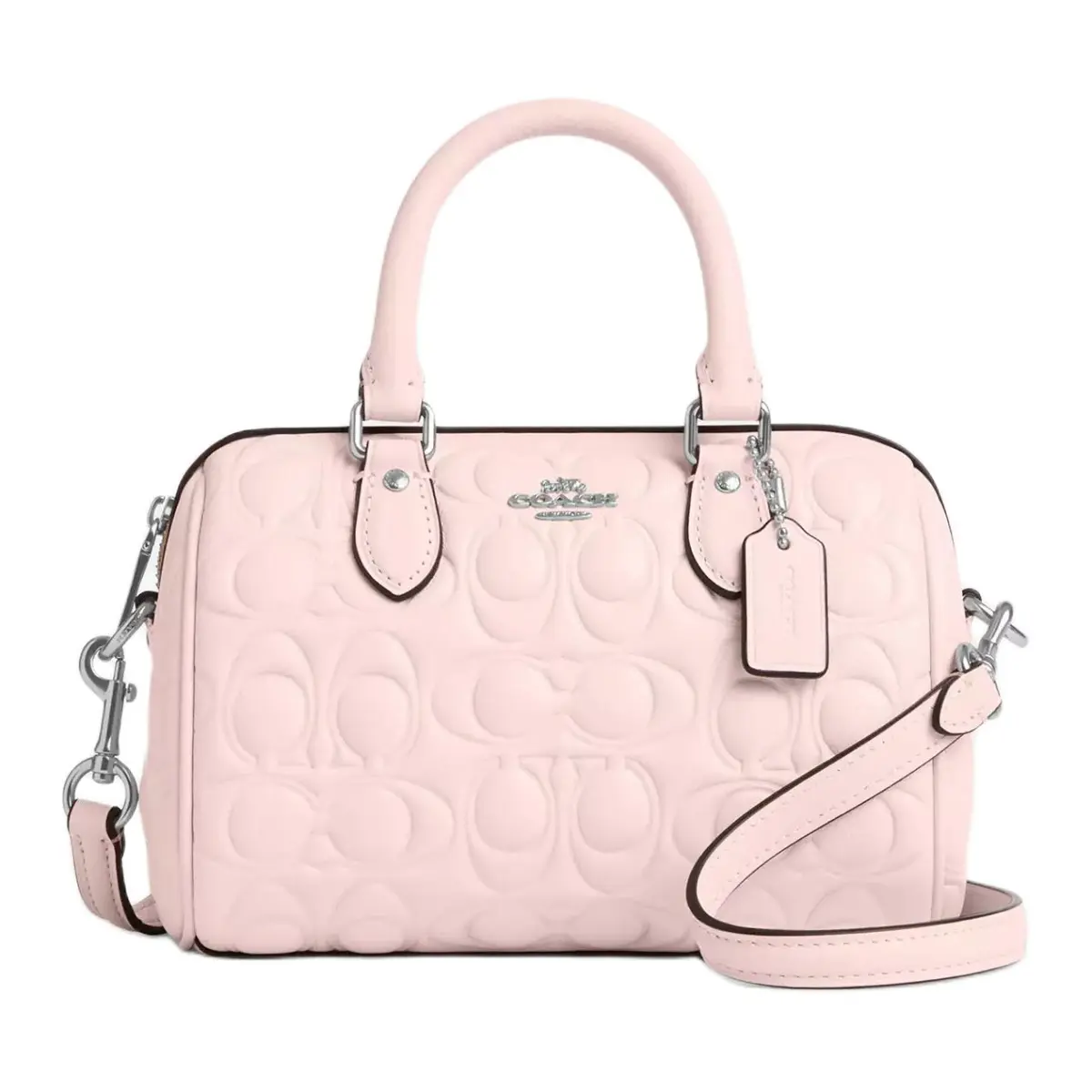 COACH Rowan Smooth Leather Handbags Small Women's Silver & Blush