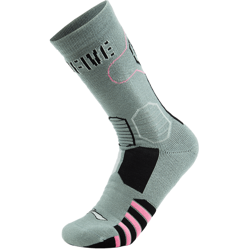 Li Ning Badfive Crew Socks Unisex 1 Pack Gray Dust Green/Black/Fluorescent Numbers Pink