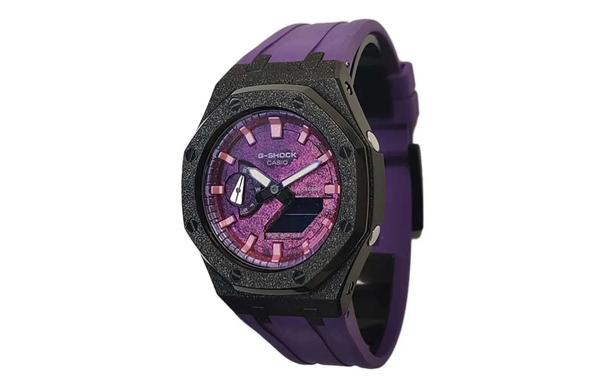 CASIO Men Liquid Crystal/Analog Dual Display Series 44mm Purple Watch
