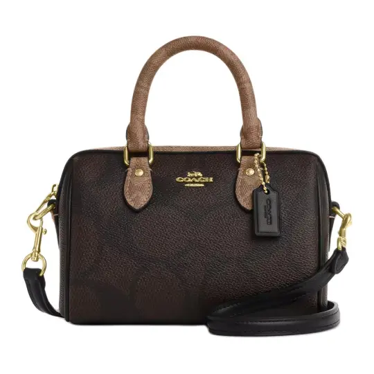 COACH Rowan Leather Shoulder Bag, Crossbody Bag, Handbag Small Women's Tan