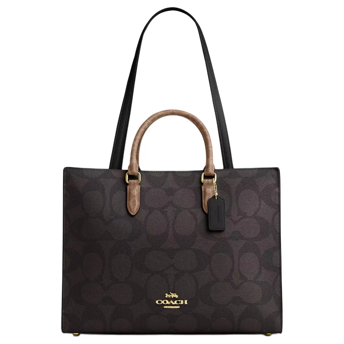 COACH Maggie Coated Canvas Tote Bag, Shopping Bag, Handbag Large Women's Tan