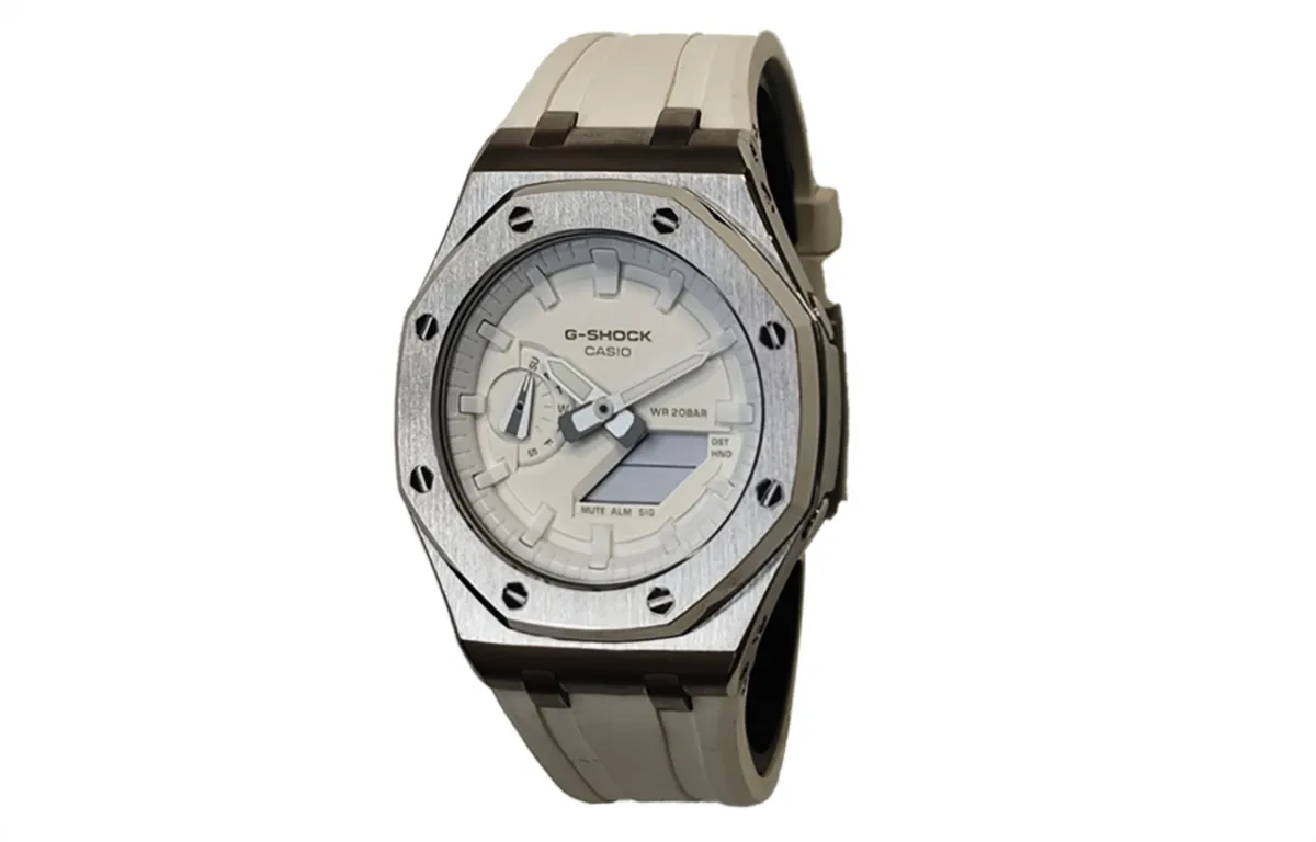 CASIO Men Liquid Crystal/Analog Dual Display Series 44mm White Watch