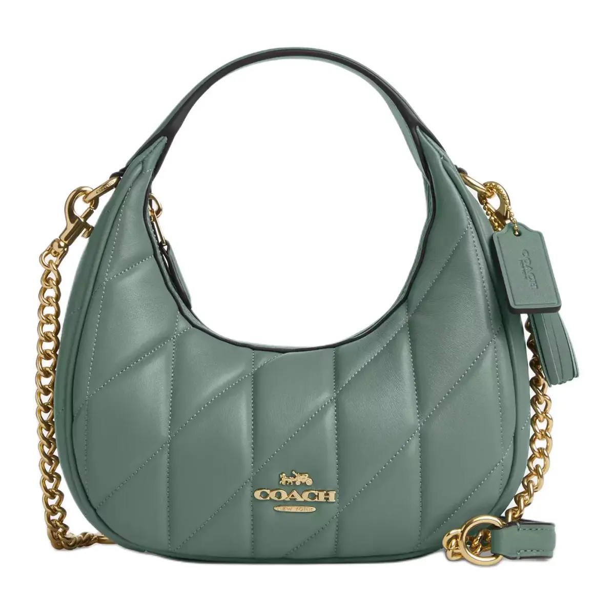COACH CARMEN Nappa Leather One Shoulder Handbag Small Women's Green