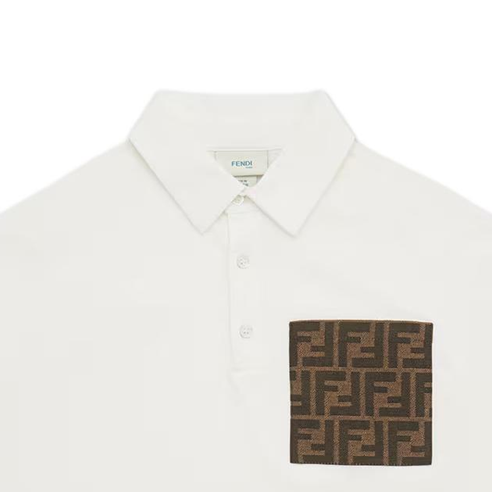 Мужская футболка Fendi FENDIT FW24 Polo (белая) — фото 3