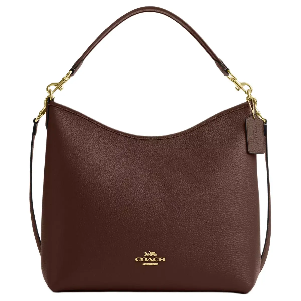 COACH Leather Shoulder Bag Large Women's Dark Brown