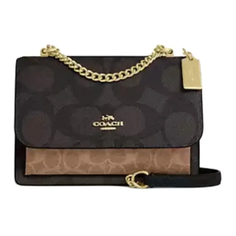 COACH Klare Coated Canvas Shoulder Bags Small Women's Walnut & Brown Umber