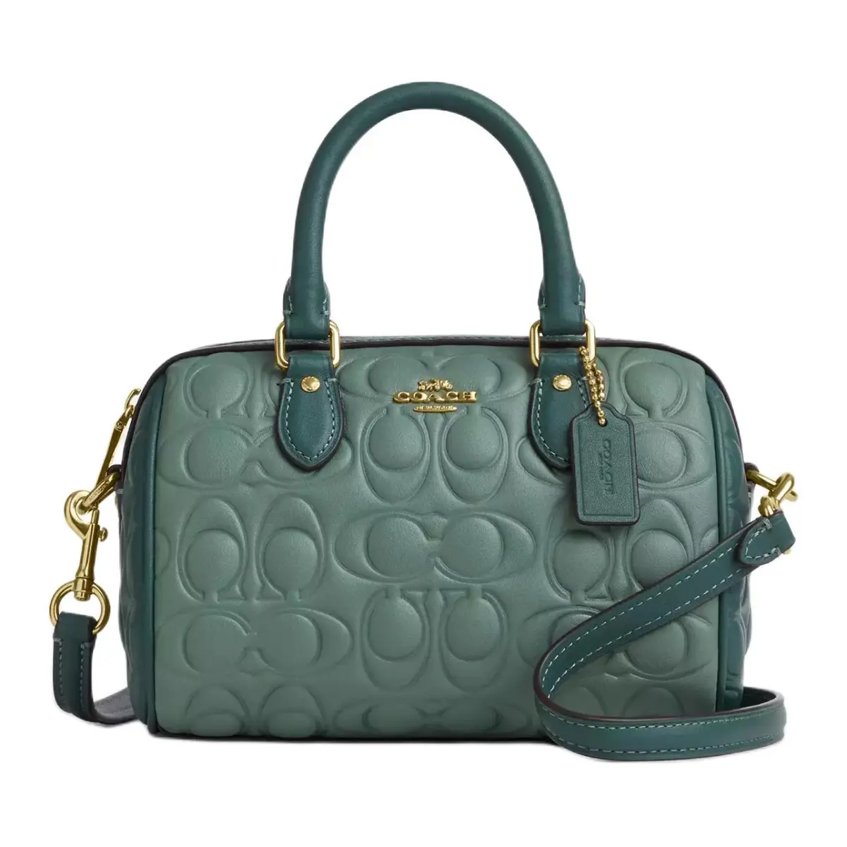 COACH Smooth Leather Shoulder Bag, Crossbody Bag, Handbag Small Women's Sage & Dark Turquoise