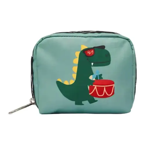 Skechers LeSportsac LePoesi, Collaboration Zip Closure Fabric Clutch Small Unisex T339 Flower And Little Dinosaur