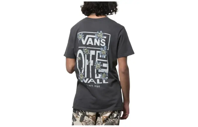 Vans Raging Out T Shirts Men's Black Crew Neck Moderate Other